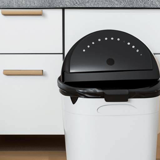 a white automated garbage can