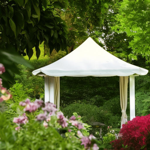 a white canopy in the garden