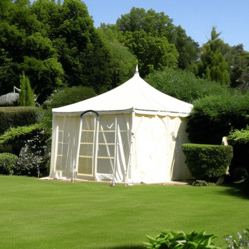a white marquee in the park