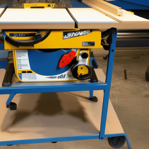 an electric saw with a yellow machine