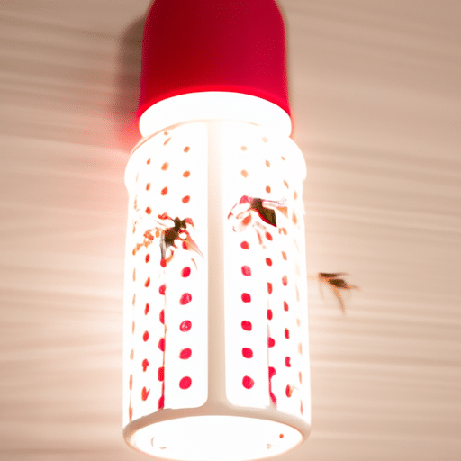 an illuminated device wth dead insects