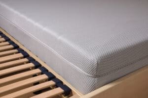 bed on slatted frame