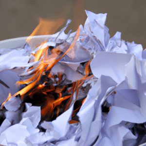 burning paper in the tong