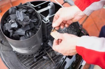 chimney starter on small grill