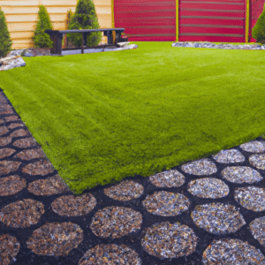 clean lawn in the backyard