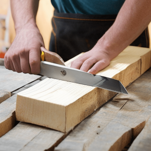 cutting a block of wood