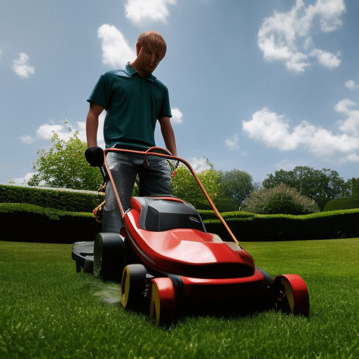 cutting grass in a sunny day