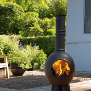 making fire using charcoal in a chiminea