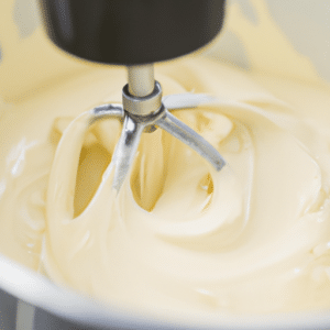 mixing cream in a food processor