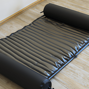 rolling a black mattress