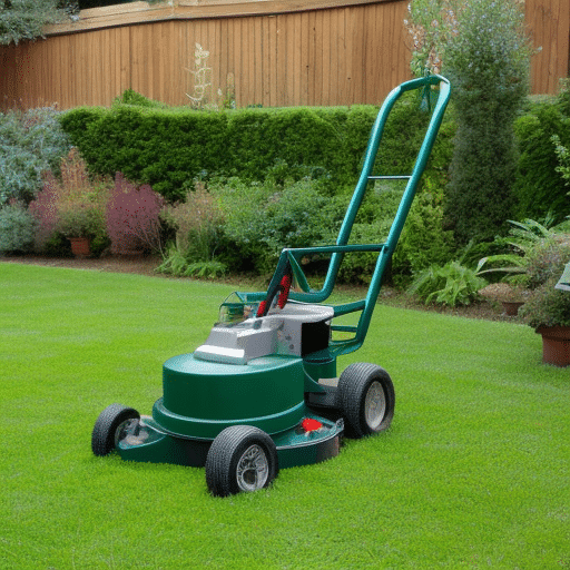 scarifying the lawn using a green petrol motorised device