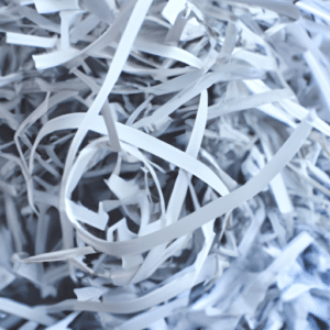 shredded paper files on the table