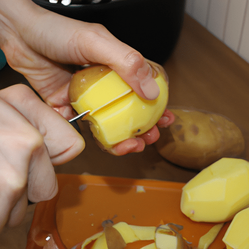 slicing the potatoes