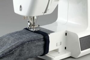 stitching denim fabric using electronic equipment