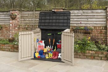 tools in outdoor storage space