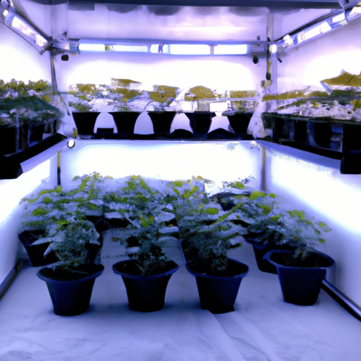 various plants inside a lit room