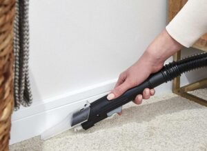 woman vacuuming dirt and dust