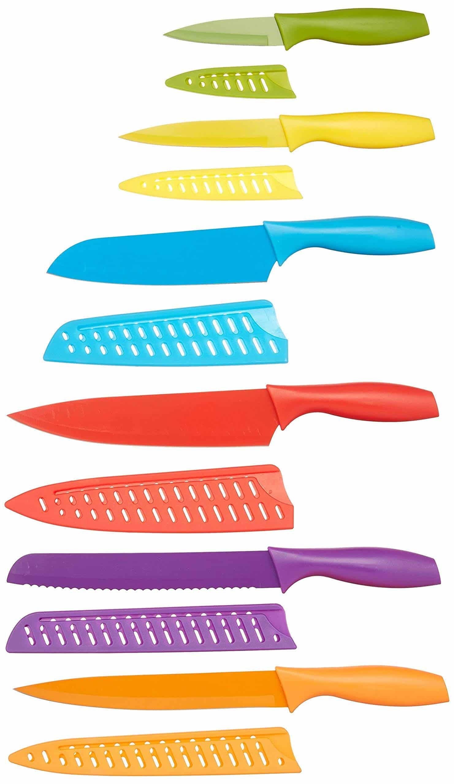 Amazon Basics 12-Piece Coloured Knife Set