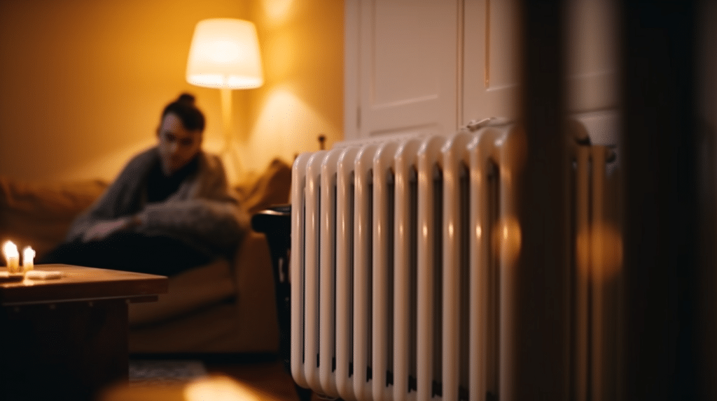 Man testing an oil-filled radiator in a room