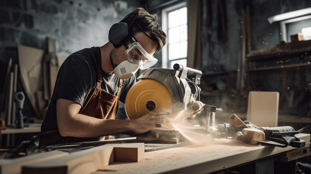 testing out a mitre saw