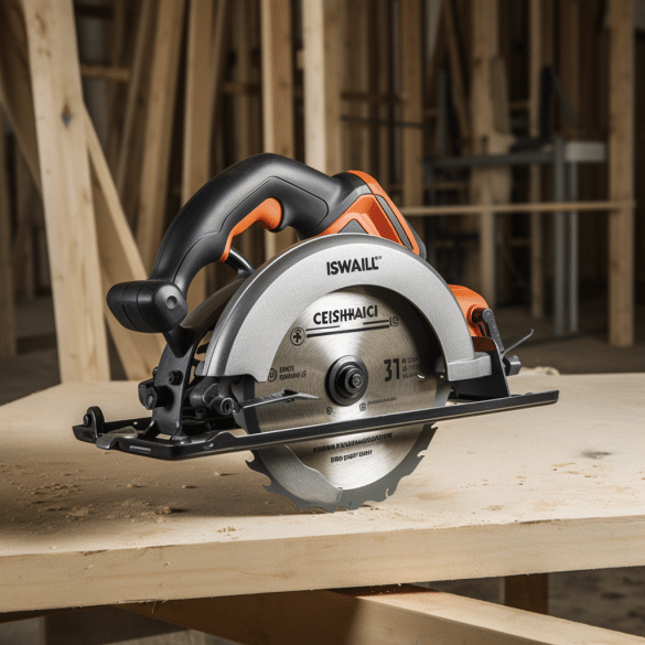 Circular saw on table ensures accurate cuts