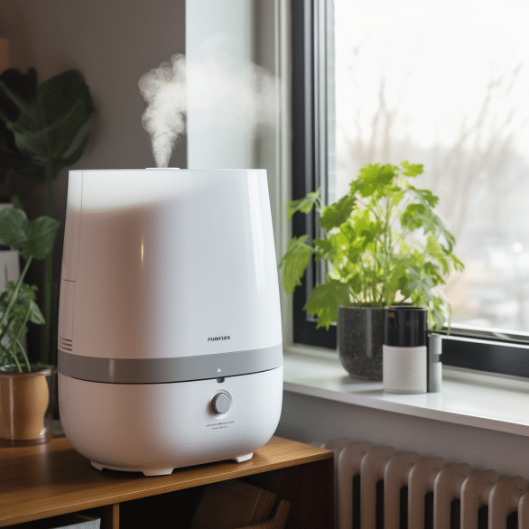 humidifier improves air quality in living room