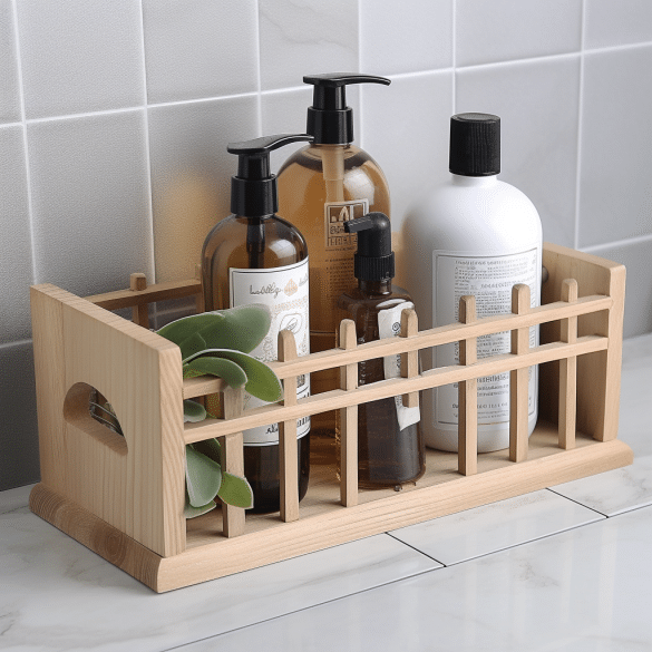 organize bath essentials with a stylish wine rack