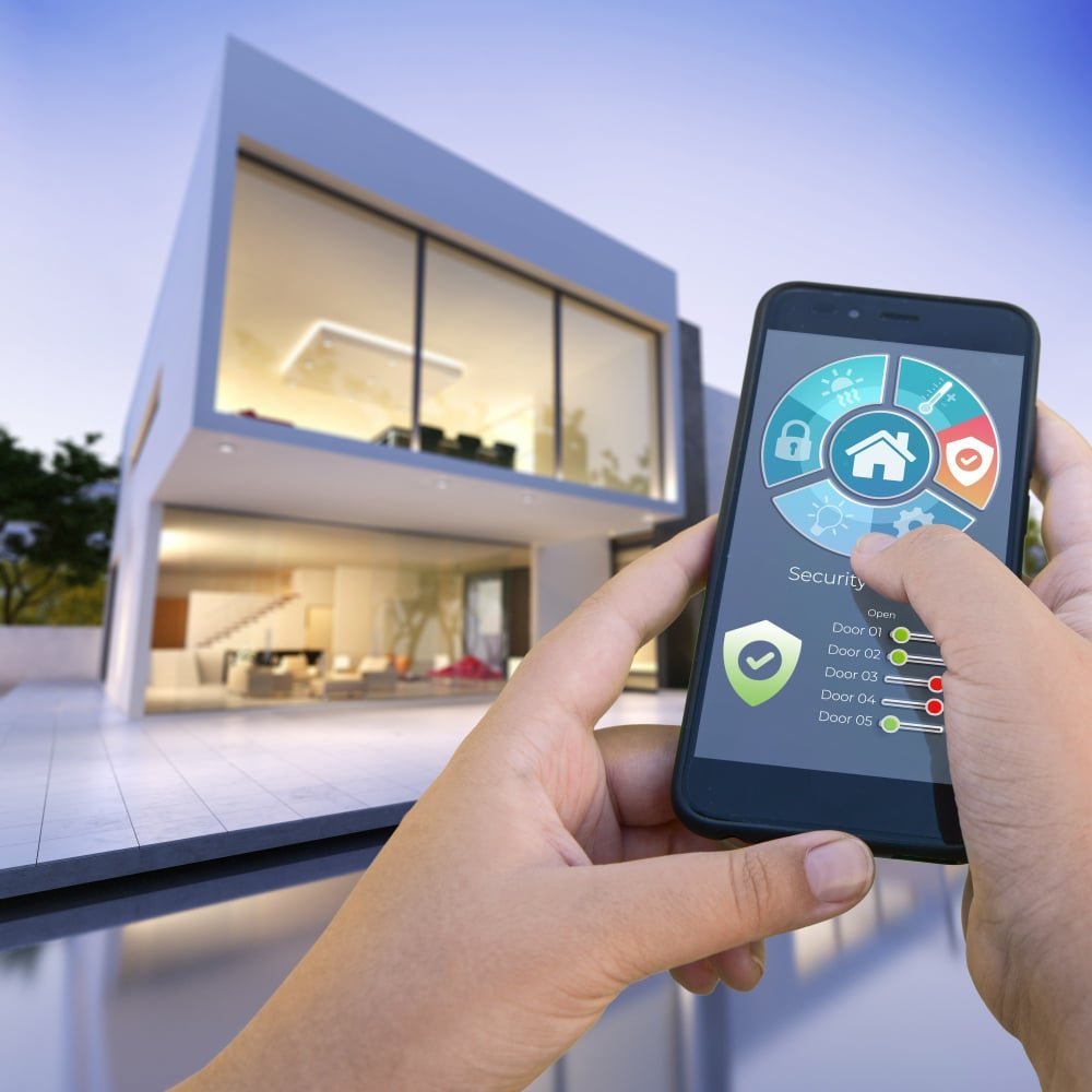 a modern villa with wireless alarm system