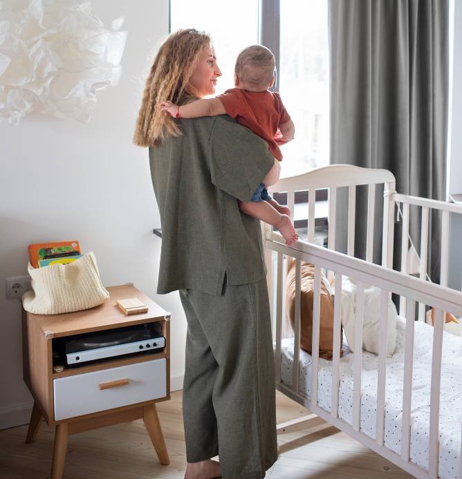 a mom spending time with her baby