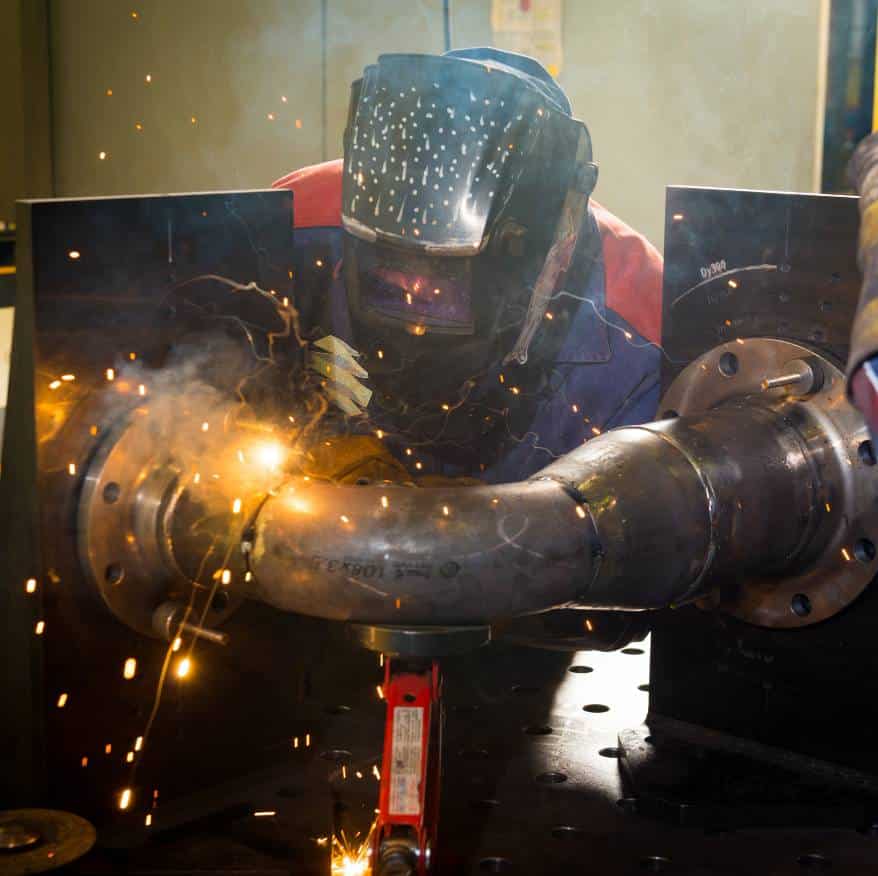 a welder working with steel