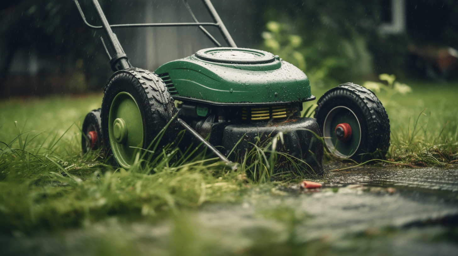 can you leave an electric lawn mower out in the rain