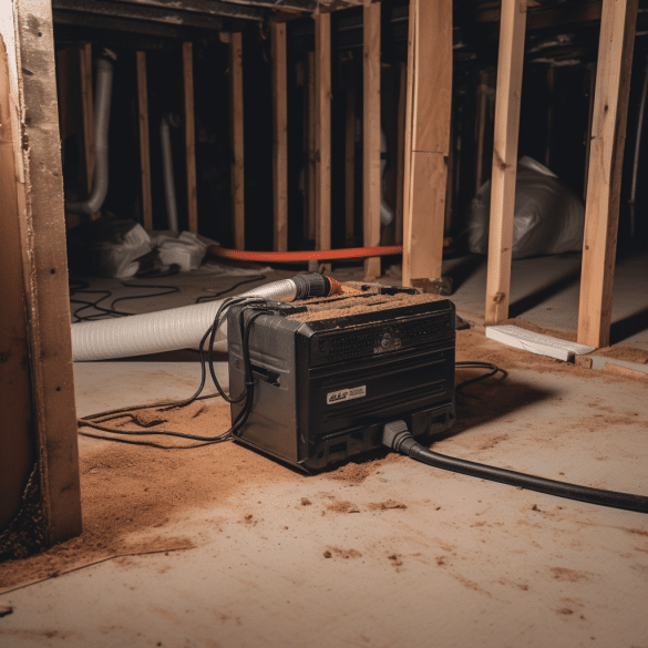dry crawl space with efficient dehumidifier