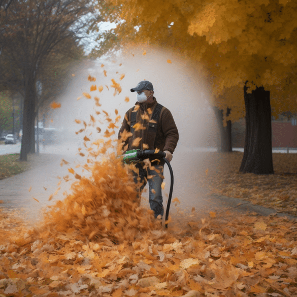 garden vacuum helps man maintain a pristine yard