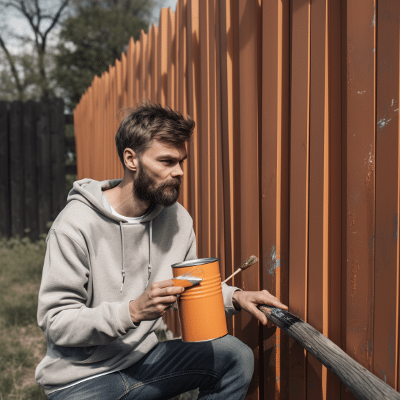 man carefully paints the smooth wooden surface