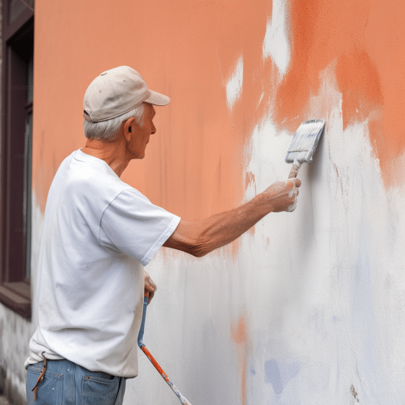 man seals walls with durable masonry paint