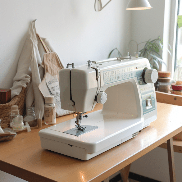 sewing machine stitches fabric quickly and efficiently
