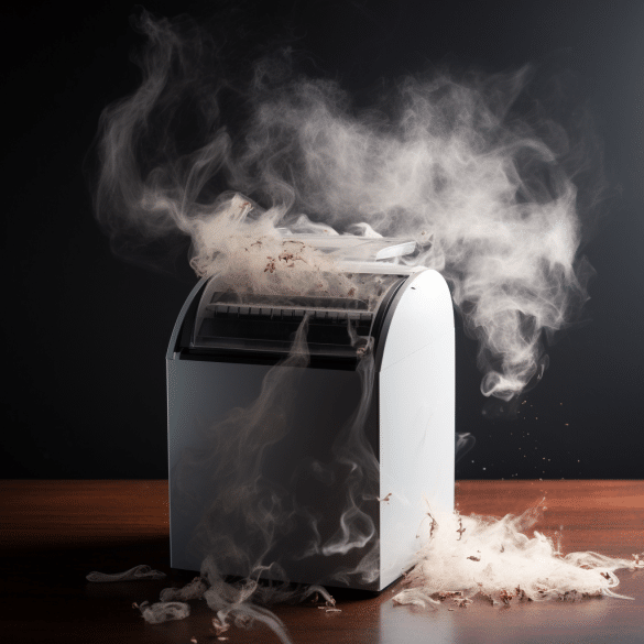 smoke pours out of paper shredder alarming users