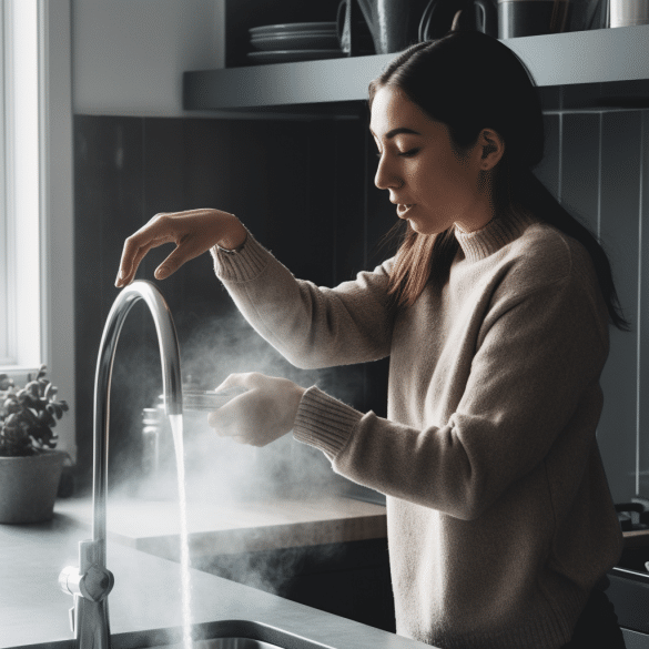 woman safely uses boiling tap water